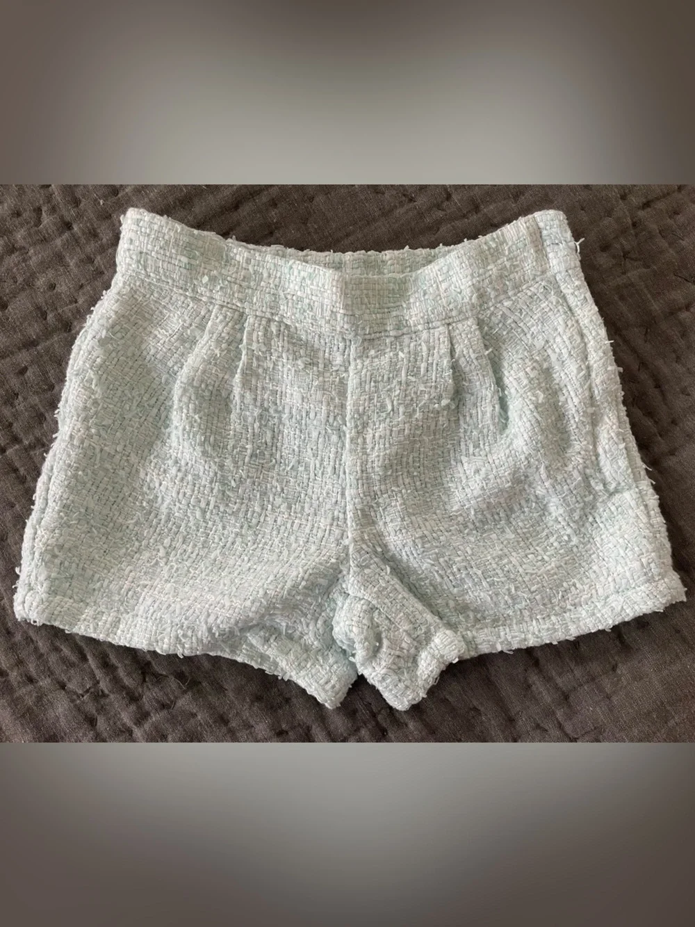 Janie and Jack Light Mint Boucle Tweed Shorts Blue Green Sz 3 Preppy Easter
